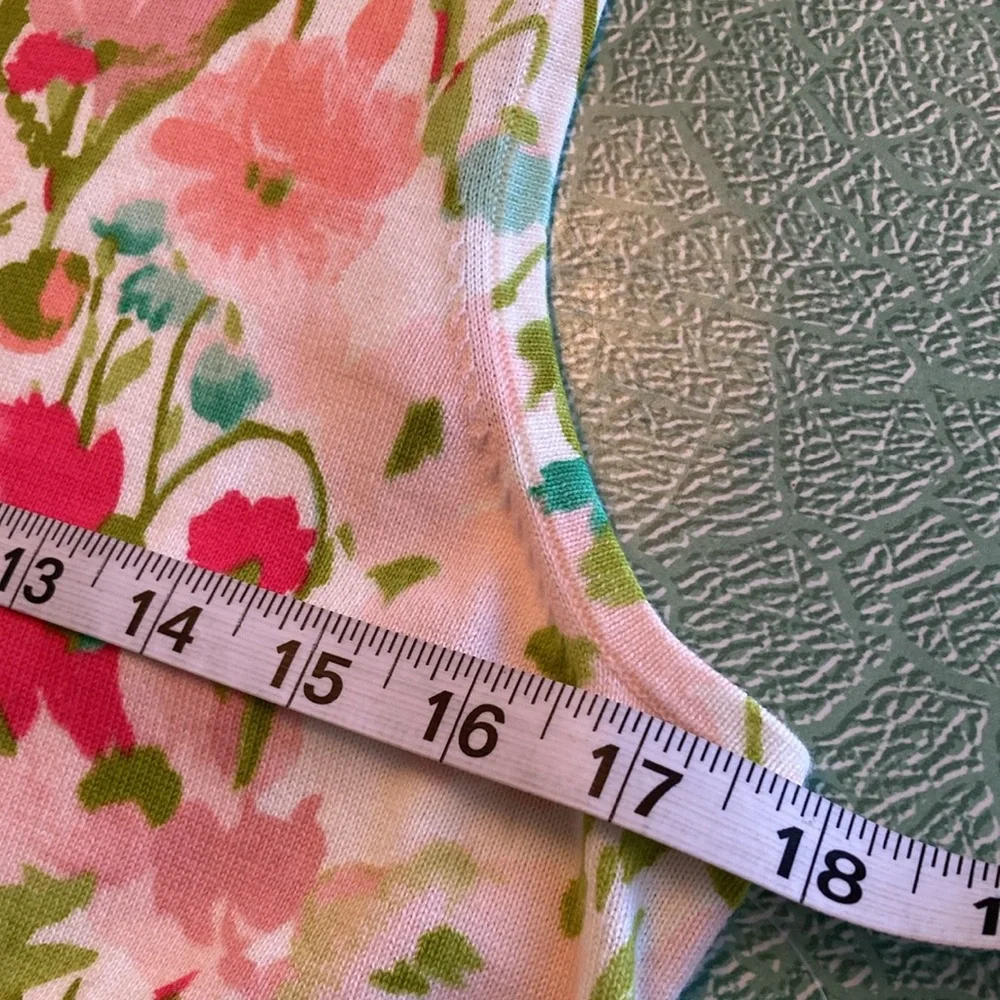 Kate Hill Floral Knit Tank in Pink, Green & Teal - Picture 5 of 6